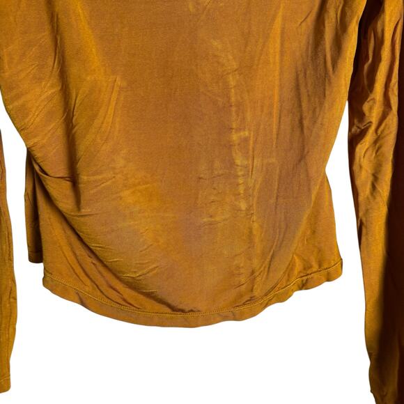Lapointe Jersey Ruched Mustard Yellow Long Sleeve Asymmetric Top Size 10 - Picture 13 of 15